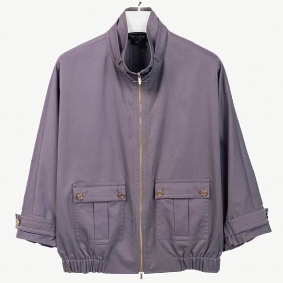 St. John PF/12 Purple Mock-Neck Blouson Jacket - Picture 1 of 9